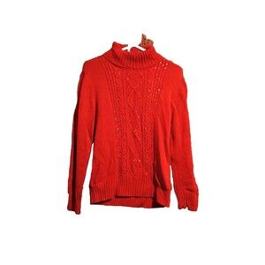 Christopher & Banks Turtleneck Sweater Red Womens M Sequins Vintage